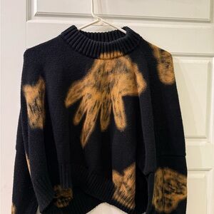 PLANET Black and Orange Cropped 100% Cotton Sweater